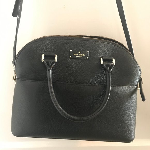 Kate Spade Black Leather Handbag+Crossbody Purse - Picture 5 of 8